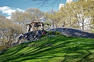 Cop cot in Central Park in New York City, United States