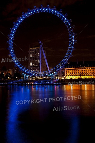 London by night, London Eye, UK