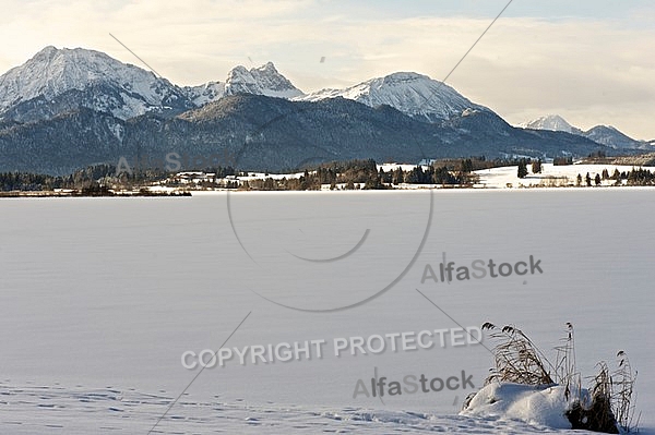 Winter in the Lake Hopfensee, Hopfen am See, Bavaria, Germany