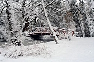 Winter landscape with bridge