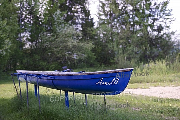 Amelli blue canoe.