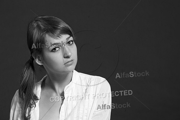 Beauty model girl, black background