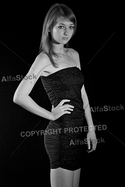 Beauty model girl, black background