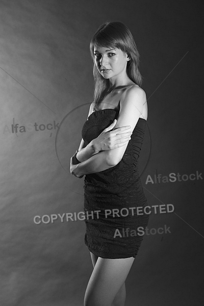 Beauty model girl, black background