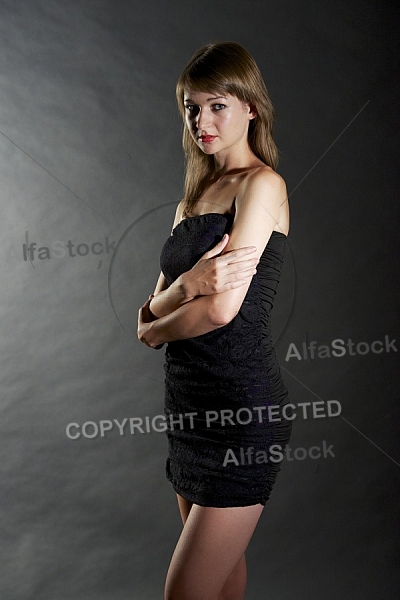 Beauty model girl, black background