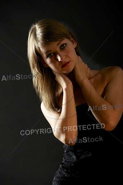 Beauty model girl, black background