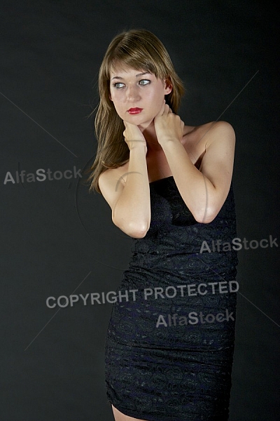 Beauty model girl, black background