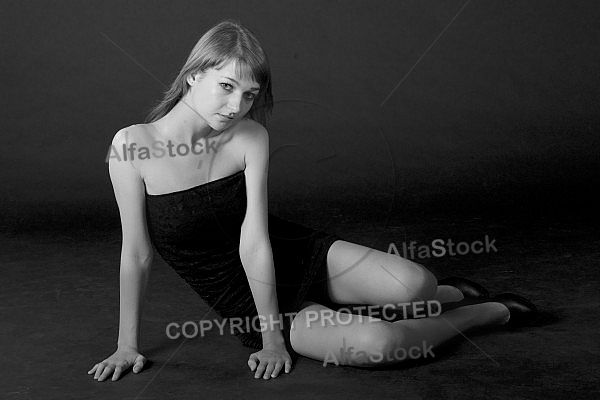 Beauty model girl, black background