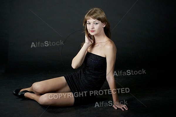 Beauty model girl, black background