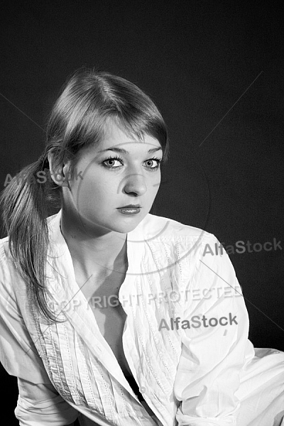 Beauty model girl, black background