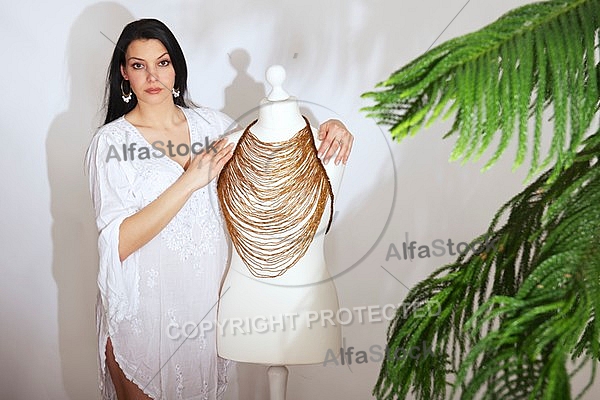 Beauty model girl, white background