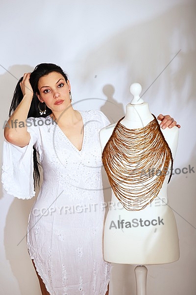 Beauty model girl, white background