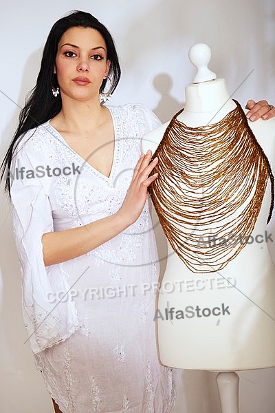 Beauty model girl, white background