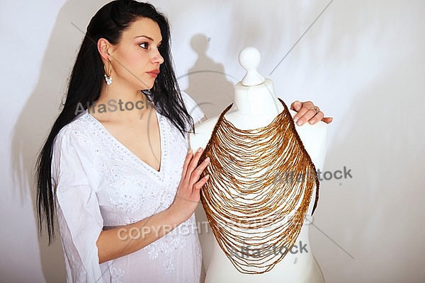 Beauty model girl, white background