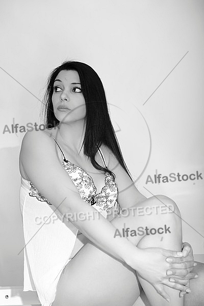 Beauty model girl, white background