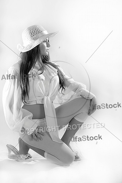 Beauty model girl, white background