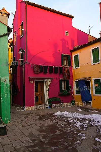 Burano in the Venetian Lagoon, Italy