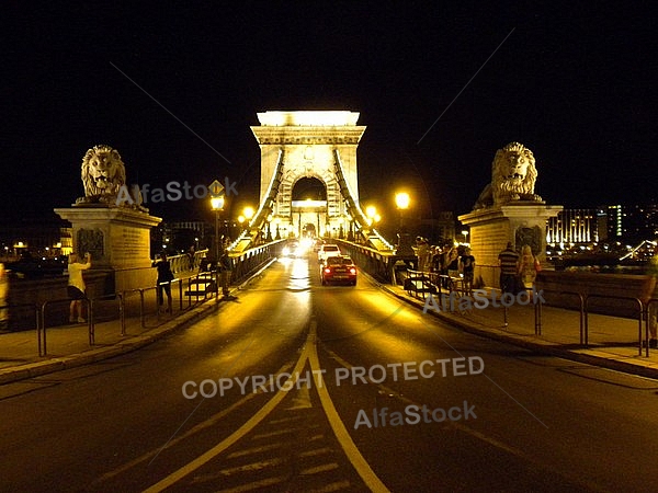 Chain Bridge with lions, Budapest, Hungary