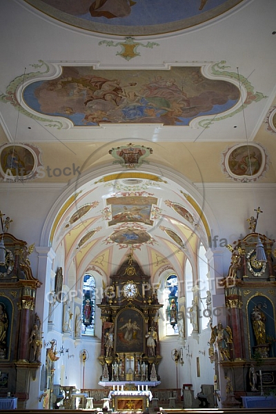 Church, Roßhaupten, Rosshaupten, Ostallgäu in Bavaria in Germany.