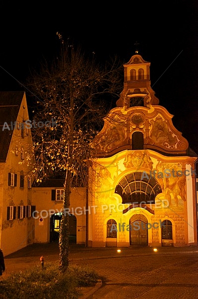 Füssen by night -  Old town in Bavaria, Germany