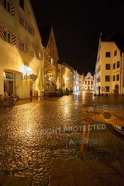 Füssen by night - Old town in Bavaria, Germany