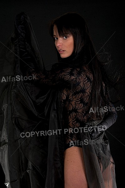 Girl with black clothes and brown hair