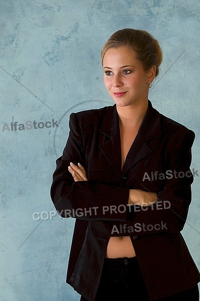 Girl with black clothes and brown hair