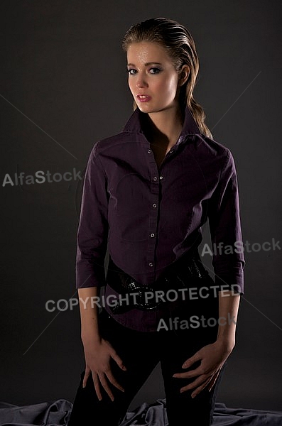 Girl with black clothes and brown hair