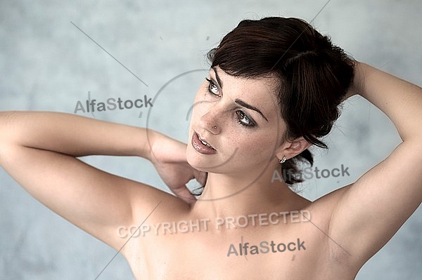 Girl with black hair posing