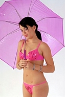 Girl with pink umbrella