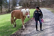 Horse and girl walking