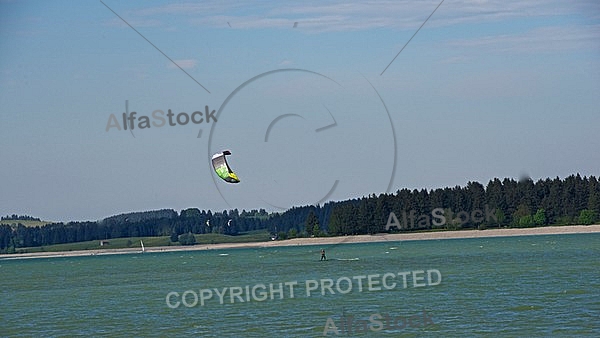 Kitesurfing, Forggensee, Bavaria, Germany