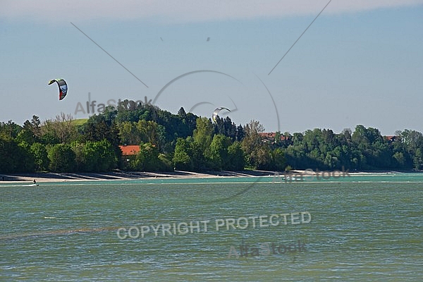 Kitesurfing, Forggensee, Bavaria, Germany