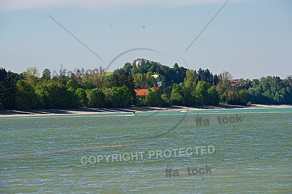 Kitesurfing, Forggensee, Bavaria, Germany