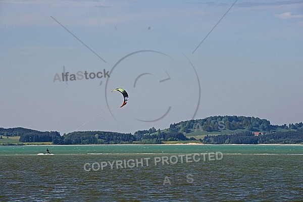 Kitesurfing, Forggensee, Bavaria, Germany