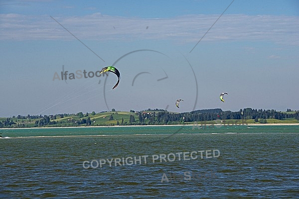 Kitesurfing, Forggensee, Bavaria, Germany