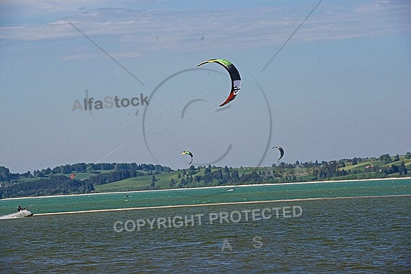 Kitesurfing, Forggensee, Bavaria, Germany