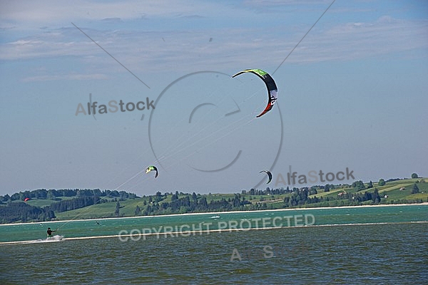 Kitesurfing, Forggensee, Bavaria, Germany