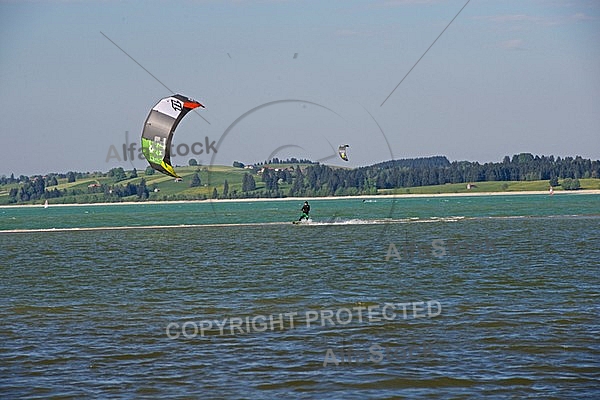 Kitesurfing, Forggensee, Bavaria, Germany