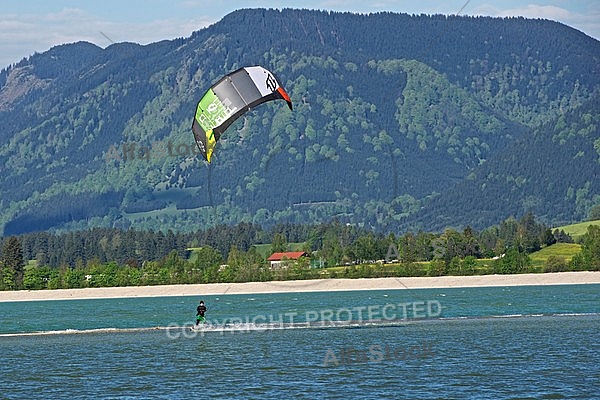 Kitesurfing, Forggensee, Bavaria, Germany