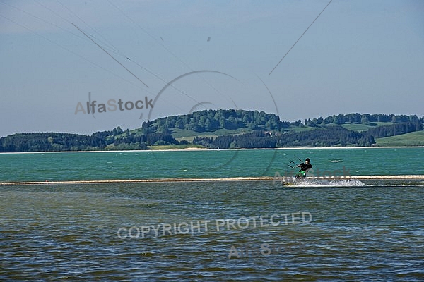 Kitesurfing, Forggensee, Bavaria, Germany