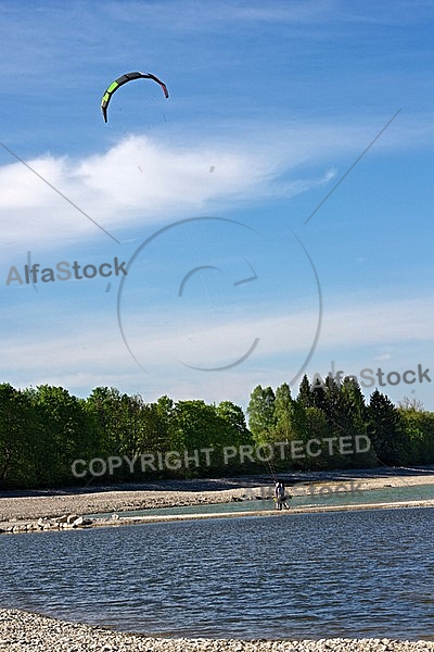 Kitesurfing, Forggensee, Bavaria, Germany