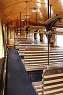 Low-cost rail car interior as the 60 s.