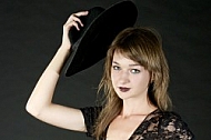 Modell girl posing with hat