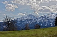 Mountains with snow and clouds