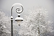 Old style street light with lamps near the Hohenschwangau