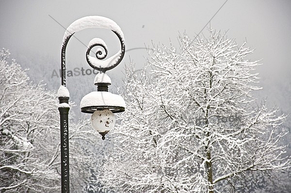 Old style street light with lamps near the Hohenschwangau