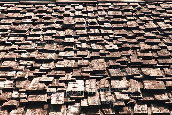 Old wood tiled roof
