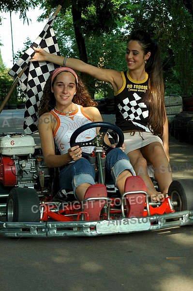 Photo shooting girls at go-kart