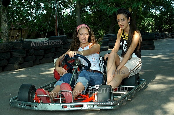 Photo shooting girls at go-kart